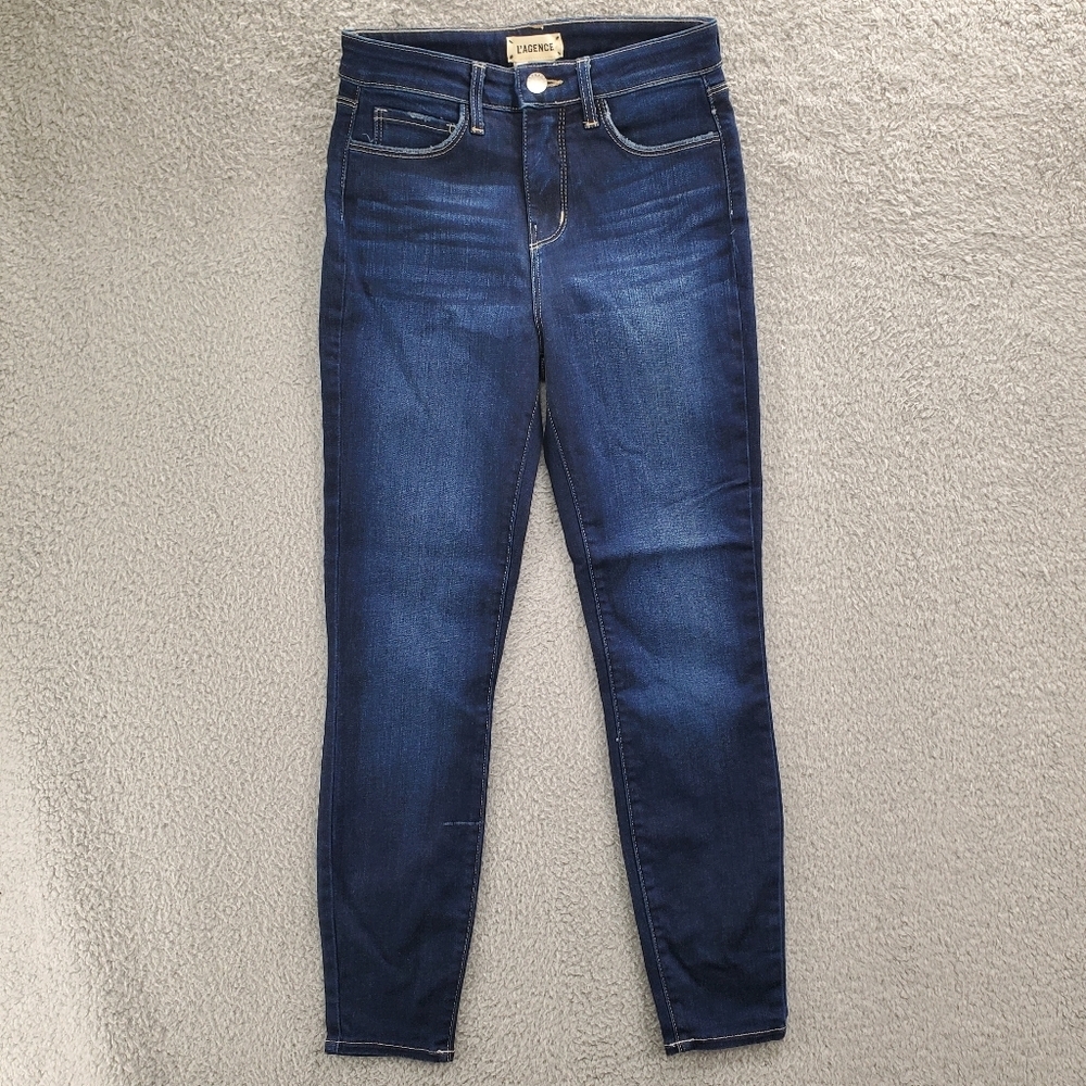 L'Agence Jeans Margot High Rise Skinny Orlando Wash Womens Size 24 Blue